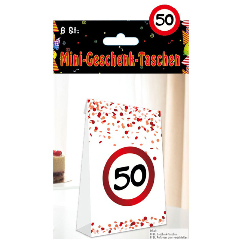Udo Schmidt Mini-Geschenk-Tasche 50 Papier 6-tlg dekorative Partytüten zum 18 Geburtstag